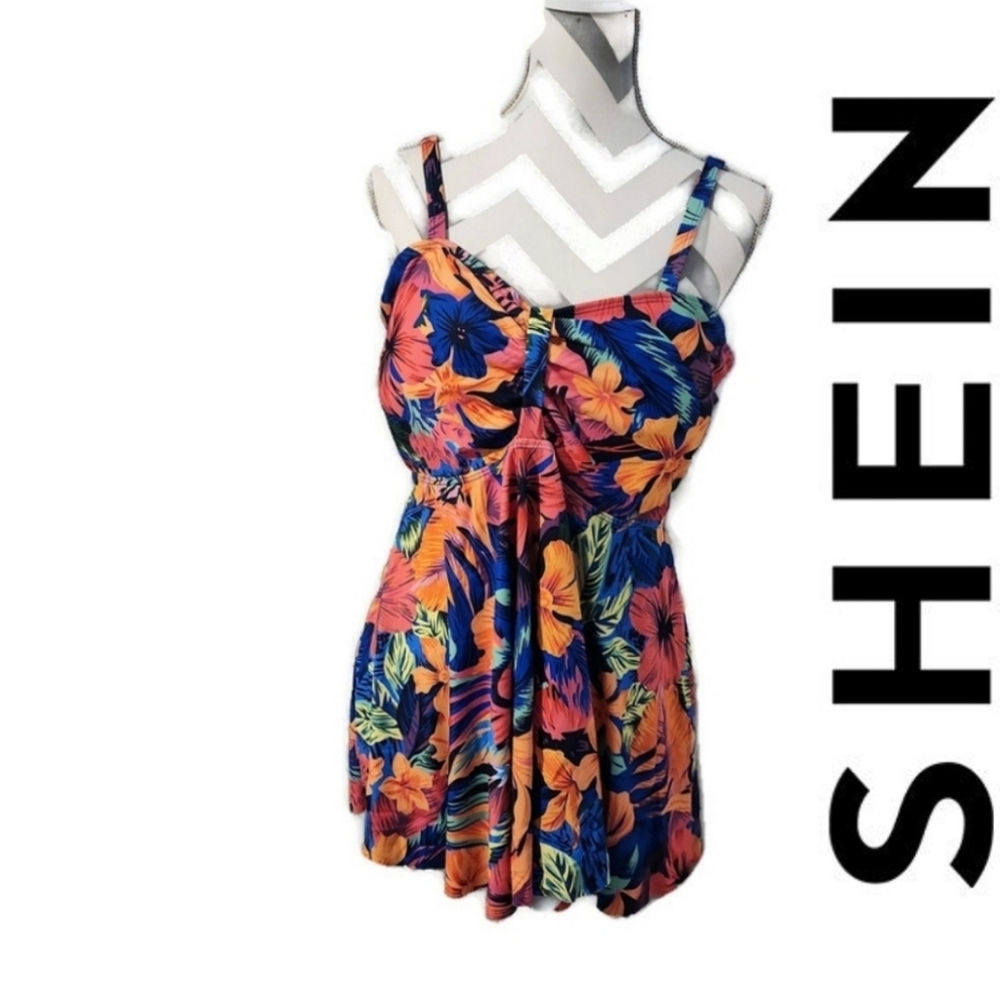 Shein 3x Tropical Print Two Piece Takini Swimsuit - Plus Size NWOT
